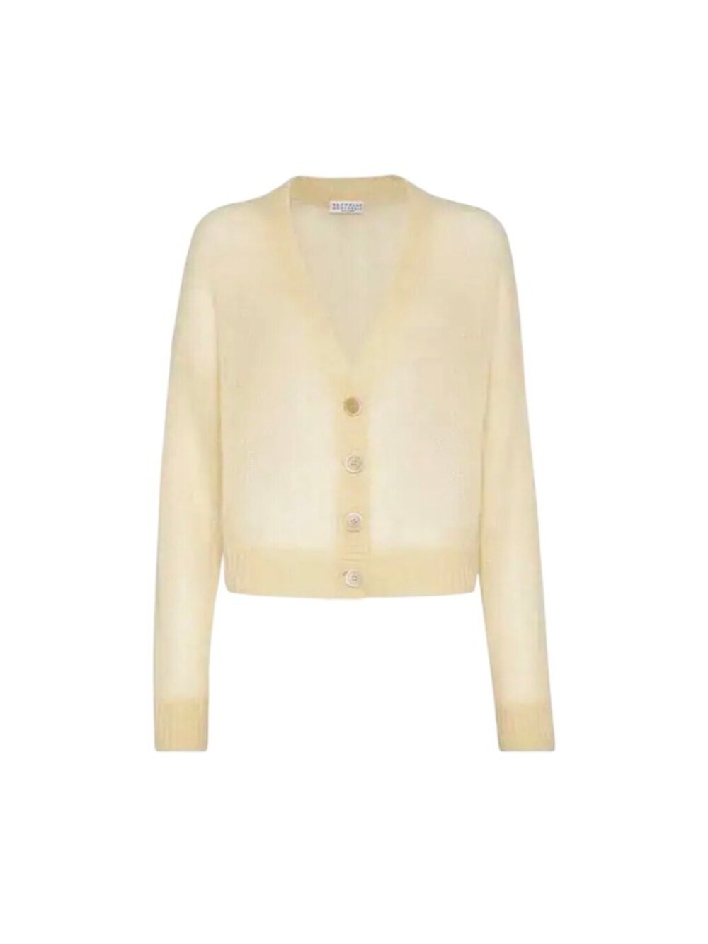 Brunello Cucinelli Women’s V-Neck Cropped Mohair-Blend Cardigan Pale Yellow M2I7